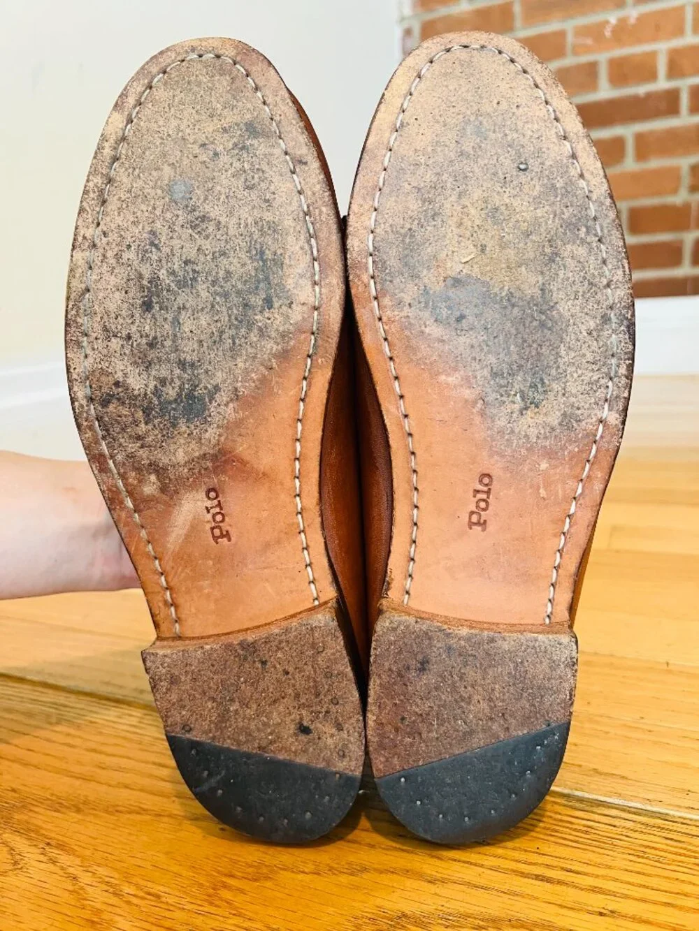 Polo Ralph Lauren Brown Leather Tassel Penny Loafers 8 Bench 